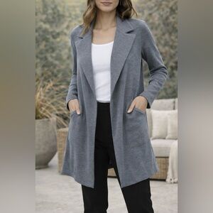 NIC+ZOE Gray Open Front Knit Cardigan Size XL Lightweight Drape Jacket  Cardigan